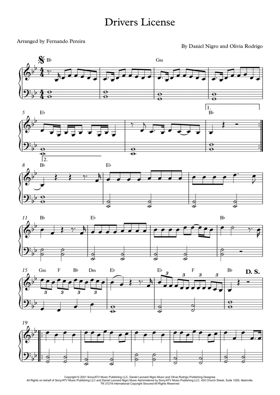 Drivers License (arr. Fernando Pereira)