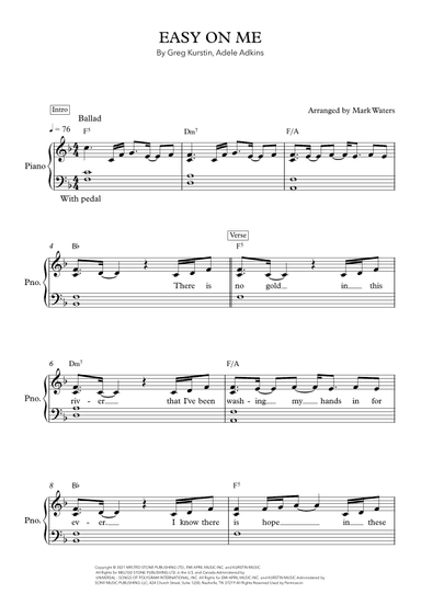 Easy On Me (arr. Mark Waters)