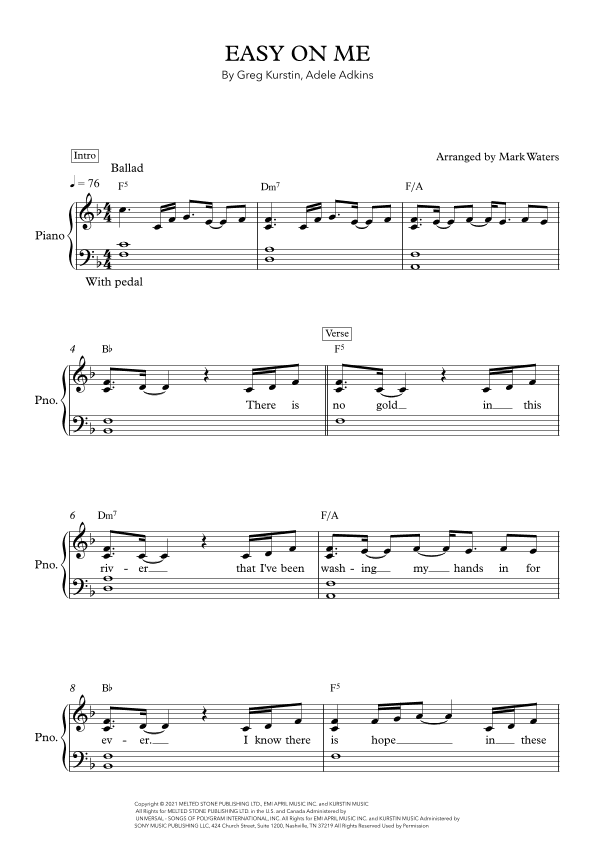 Easy On Me (arr. Mark Waters)