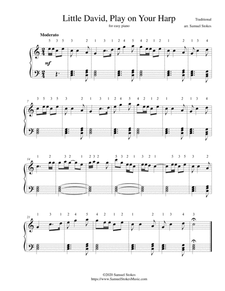 Little David, Play on Your Harp - for easy piano (arr. Samuel Stokes)