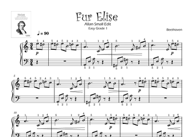 Fur Elise for Grade 1 (After Beginner's Level) with note names ~ Self Learning Series (arr. Allan Small & Published Harmony)
