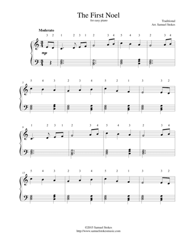 The First Noel - for easy piano (arr. Samuel Stokes)