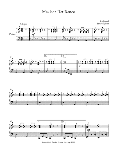 Mexican Hat Dance (piano part only) (arr. Sandra Zylstra)