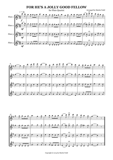 For He's A Jolly Good Fellow for Flute Quartet (arr. Martin Todd)