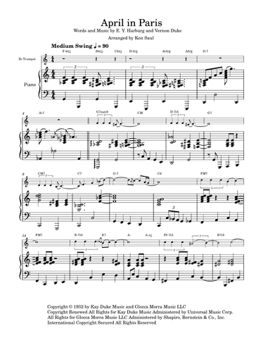 April In Paris (arr. Ken Saul)