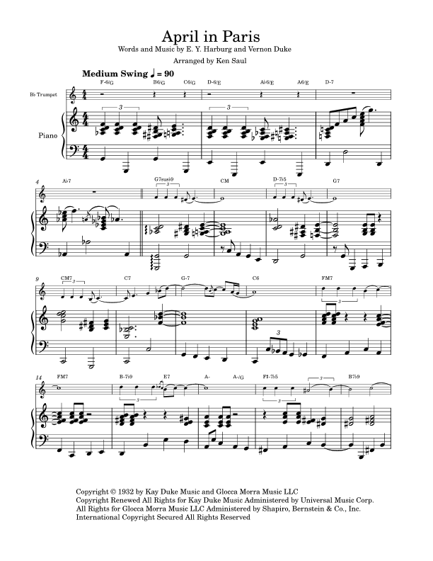 April In Paris (arr. Ken Saul)