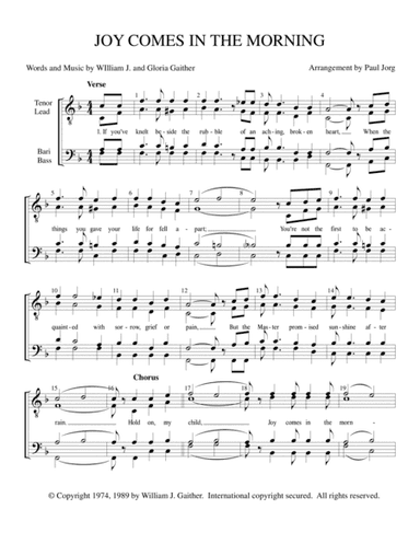 Joy Comes In The Morning (arr. Paul A. Jorg)