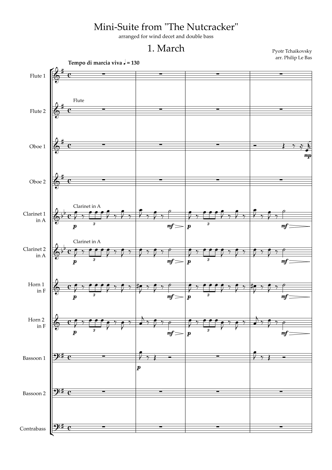 Nutcracker Mini-Suite, arranged for wind decet and double bass (arr. Philip Le Bas)