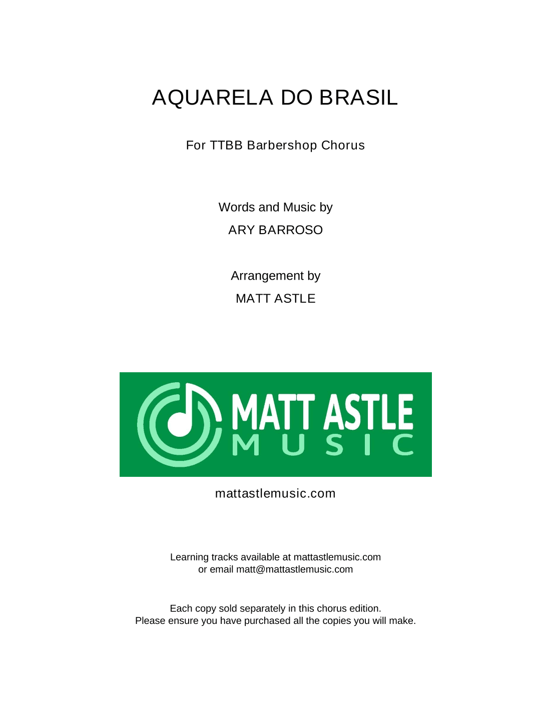 Aquarela Brasileira (aquarela Do Brasil) (brasil) (arr. Matt Astle)