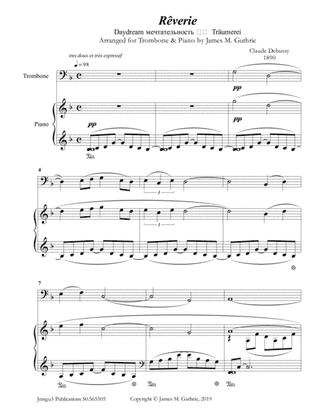 Debussy: Reverie for Trombone & Piano (arr. James M. Guthrie)
