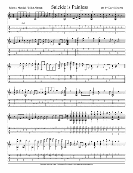 Song From M*a*s*h (suicide Is Painless) (arr. Daryl Shawn)