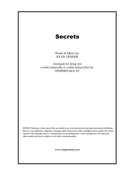Secrets (arr. Stephen Bulat)