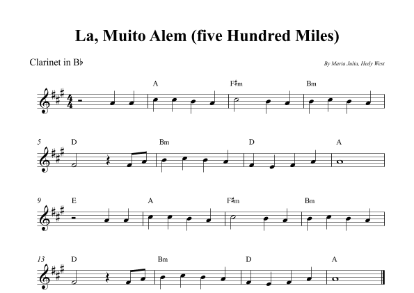 La, Muito Alem (five Hundred Miles) (arr. Wesley S. SIlva)