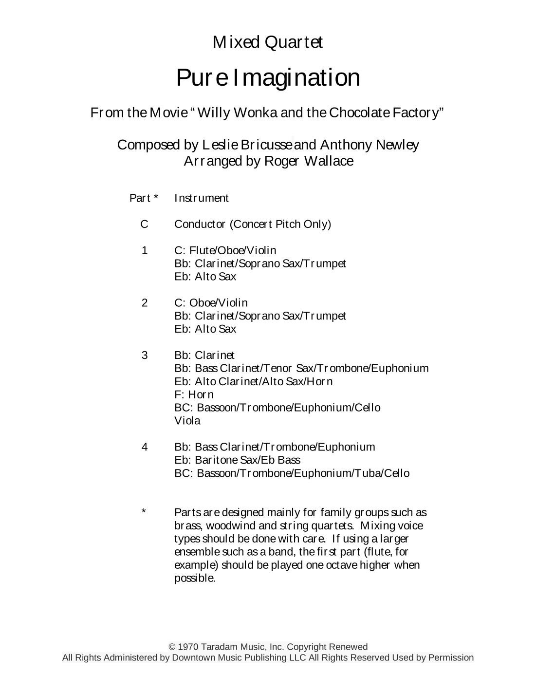 Pure Imagination (arr. Roger Wallace)