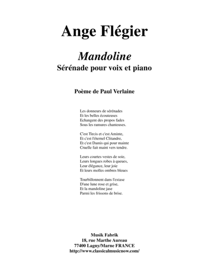 Ange Flégier: Mandoline for high voice and piano (arr. Musik Fabrik Music Publishing)