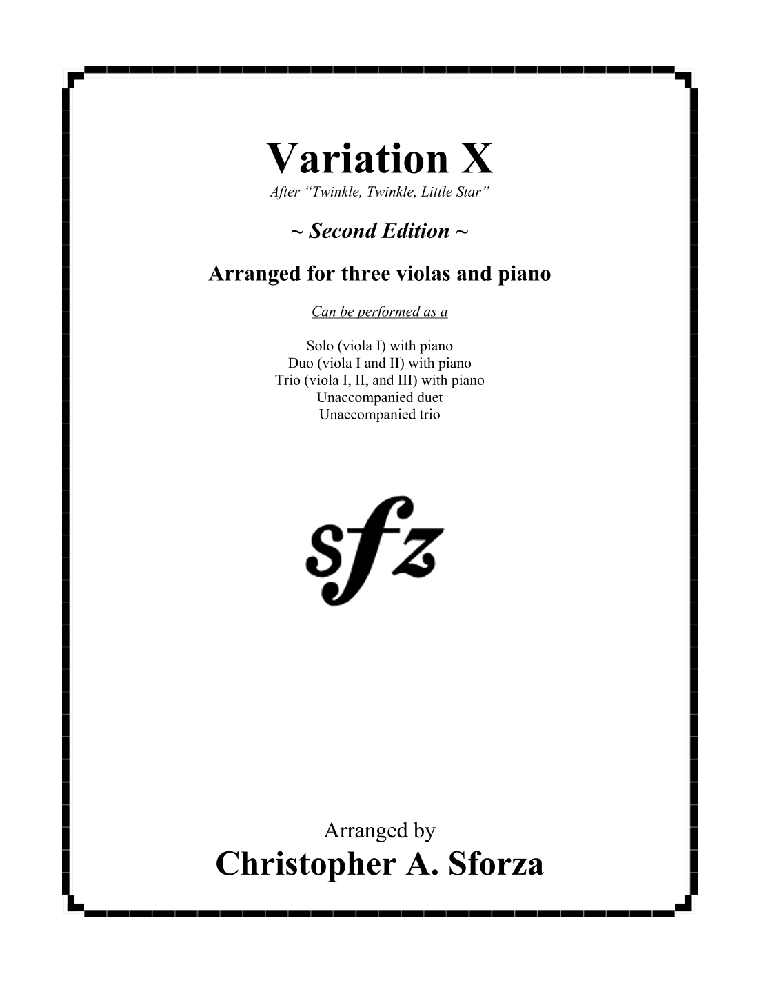 Variation X, for two violas and piano (arr. Christopher A. Sforza)