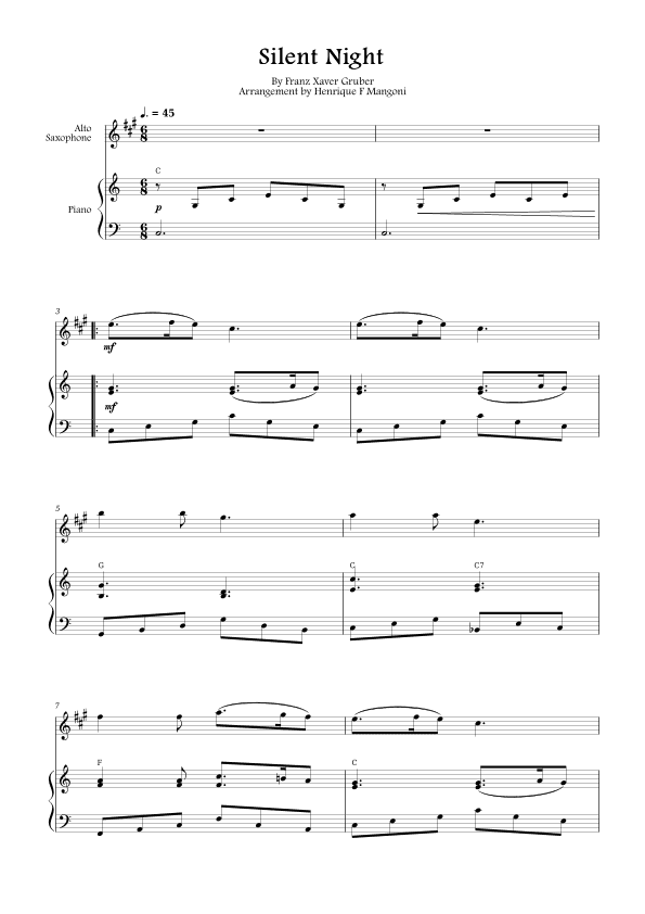 Silent Night (Stille Nacht) (arr. Henrique F Mangoni)
