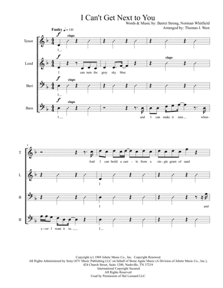 I Can't Get Next To You (arr. Thomas J. West)