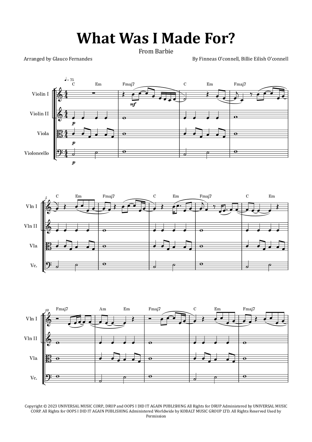 What Was I Made For? (arr. Glauco Fernandes)