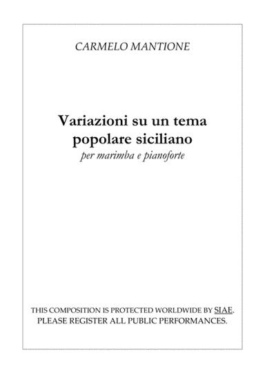 Variazioni su un tema popolare siciliano per marimba e pianoforte