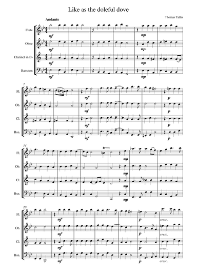 Like as the doleful dove (arr. Alex Tinlin)