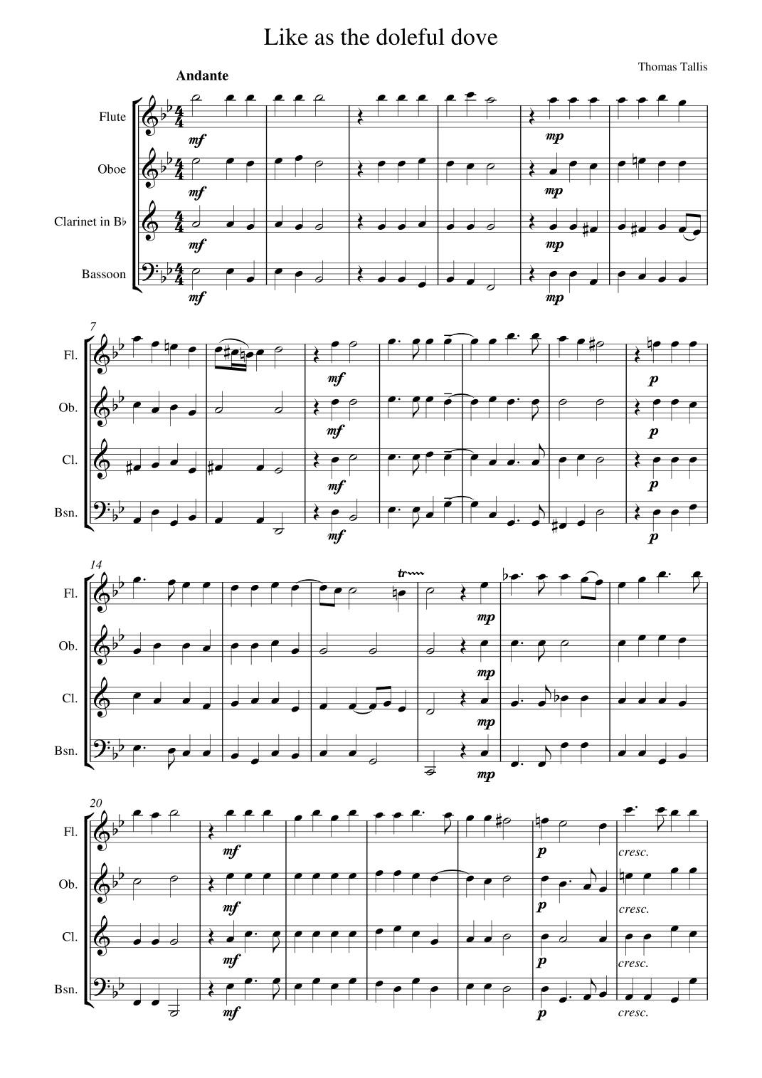 Like as the doleful dove (arr. Alex Tinlin)