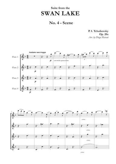 "Scene No. 2" from Swan Lake Suite for Flute Quartet (arr. Diego Marani)