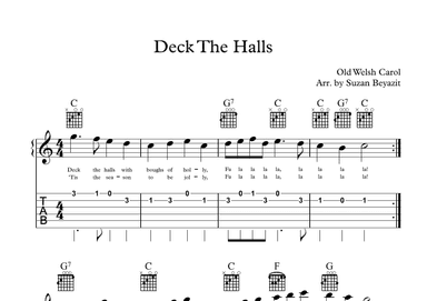 Deck The Halls (Easy Guitar with Chords) (arr. Suzan Beyazit)