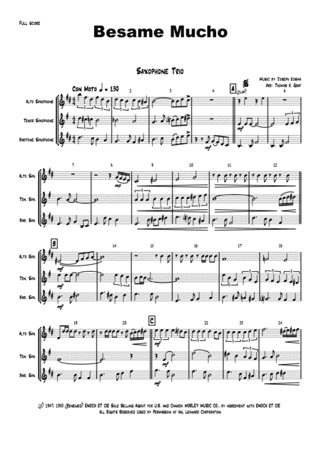 Besame Mucho (Kiss Me Much) (arr. Thomas H. Graf)