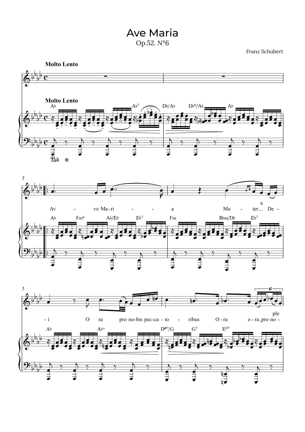 Ave Maria Schubert - Contralto with chords in Ab (arr. Alex Nunes Rodrigues)
