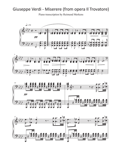 G. Verdi - Miserere (Advanced piano transcription) (arr. Reimund Merkens - Pianist and Composer)