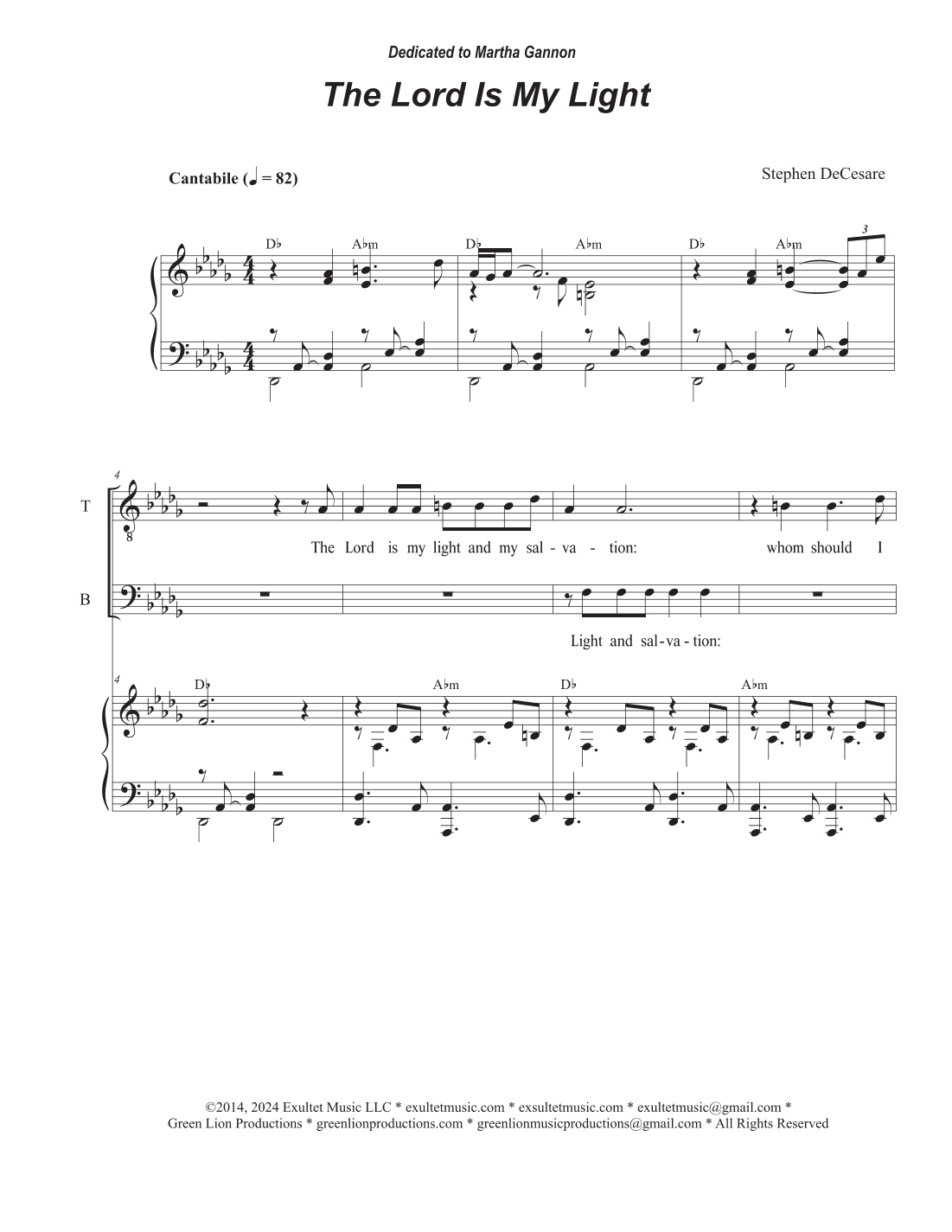 The Lord Is My Light (2-part choir - (TB)