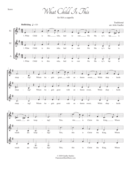 What Child Is This for SSA a cappella (arr. Julie Gaulke)