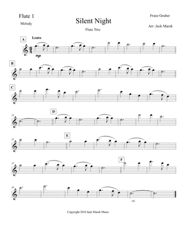 Silent Night Flute solo,duet,or trio (arr. Jack Marek)