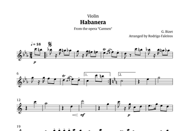 Habanera (for solo violin) (arr. Rodrigo Faleiros)