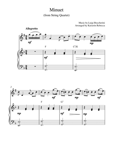 Minuet (from String Quartet) (for tenor saxophone solo and piano accompaniment) (arr. Kaiserin Rebecca)