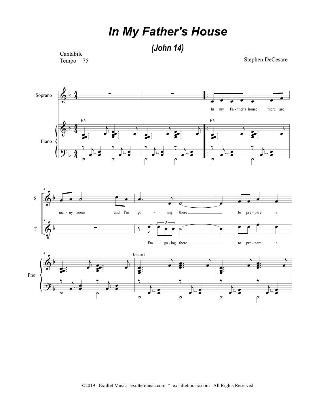 In My Father's House (John 14) (2-part choir - (Soprano and Tenor)