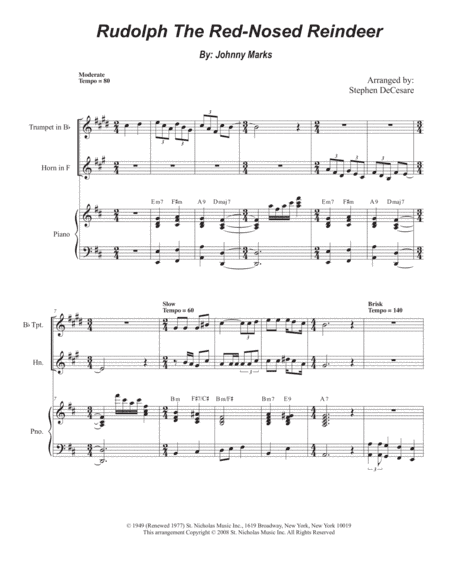 Rudolph The Red-nosed Reindeer (arr. Stephen DeCesare)