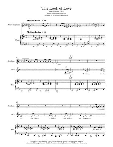 The Look Of Love (arr. Standard Time)