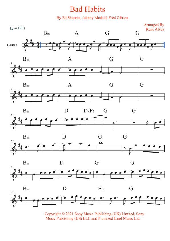 Bad Habits (arr. Rene Alves)