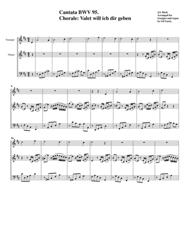 Chorale: Valet will ich dir geben from Cantata BWV 95 (arrangement for trumpet and organ) (arr. Gil Garty)