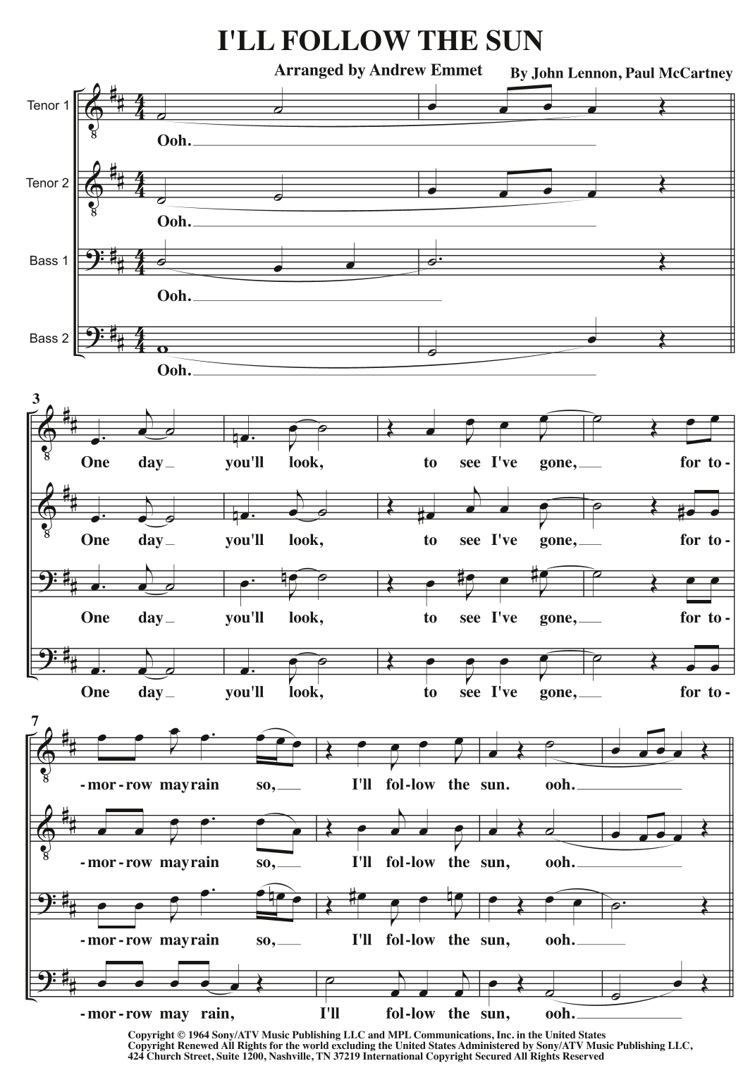 I'll Follow The Sun (arr. Andrew Emmet)