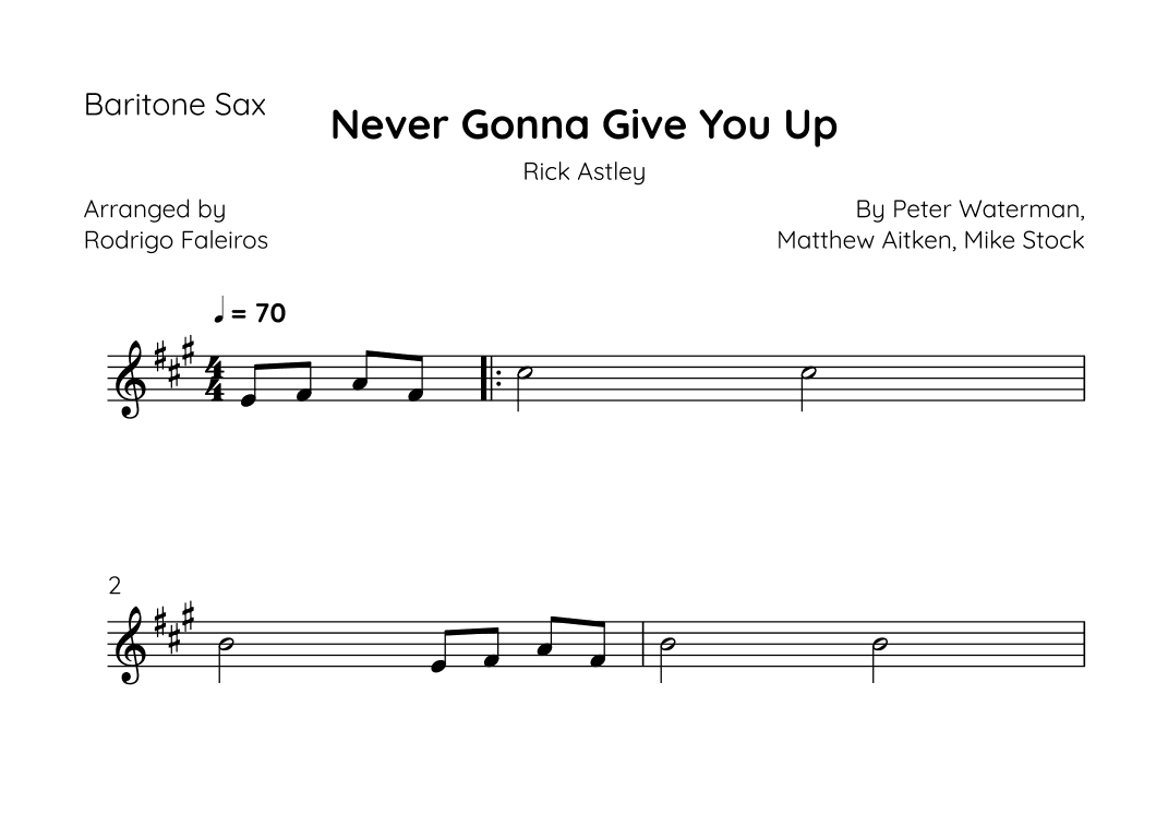 Never Gonna Give You Up (arr. Rodrigo Faleiros)