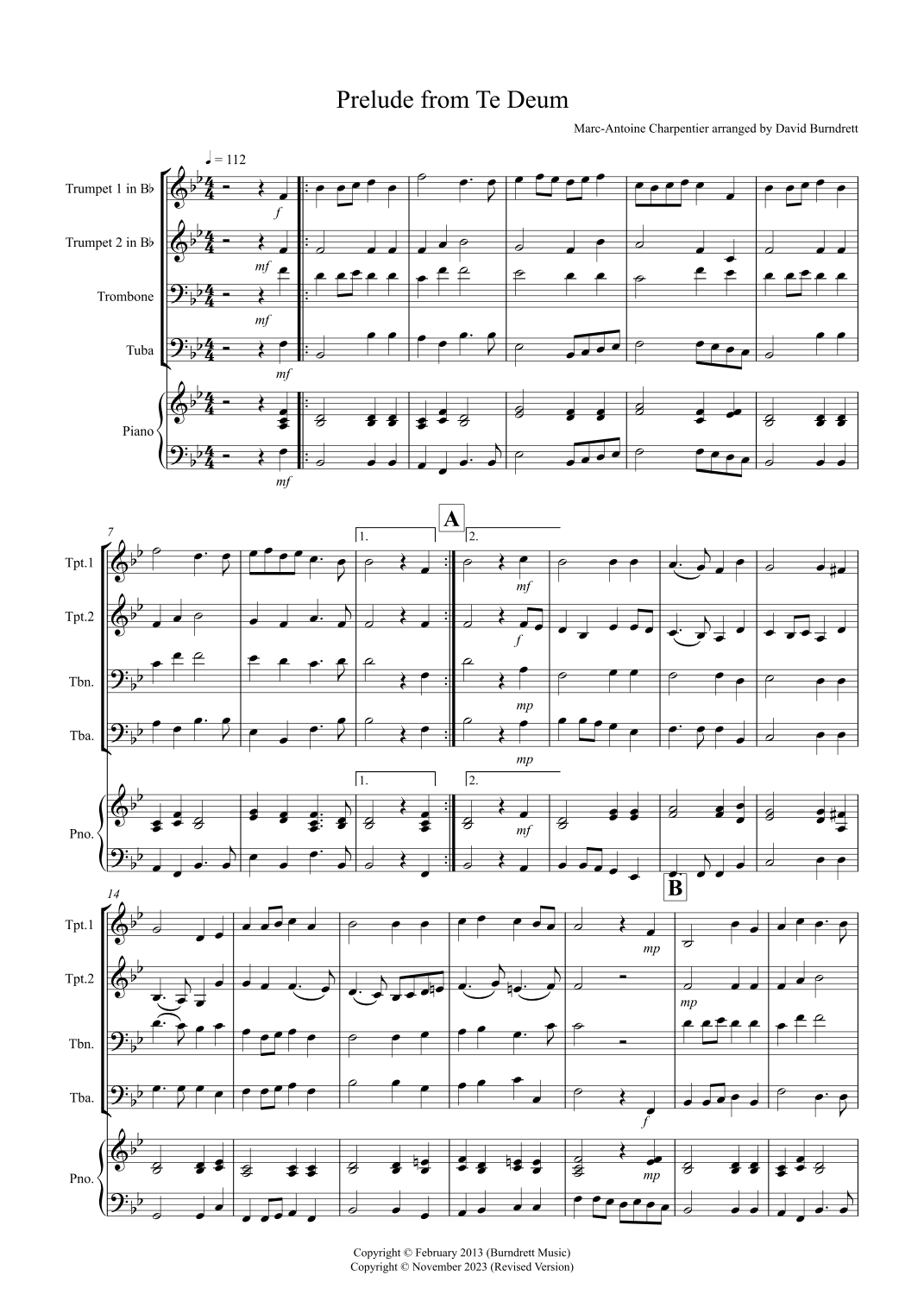 Prelude from Te Deum for Brass Quartet (arr. David Burndrett)