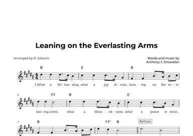 Leaning on the Everlasting Arms (Key of B Major) (arr. R. Salvario)