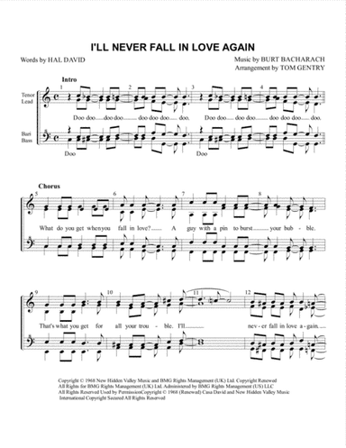 I'll Never Fall In Love Again (arr. Tom Gentry)