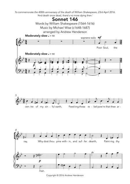 Sonnet 146 (SATB and organ) (arr. Andrew Henderson)