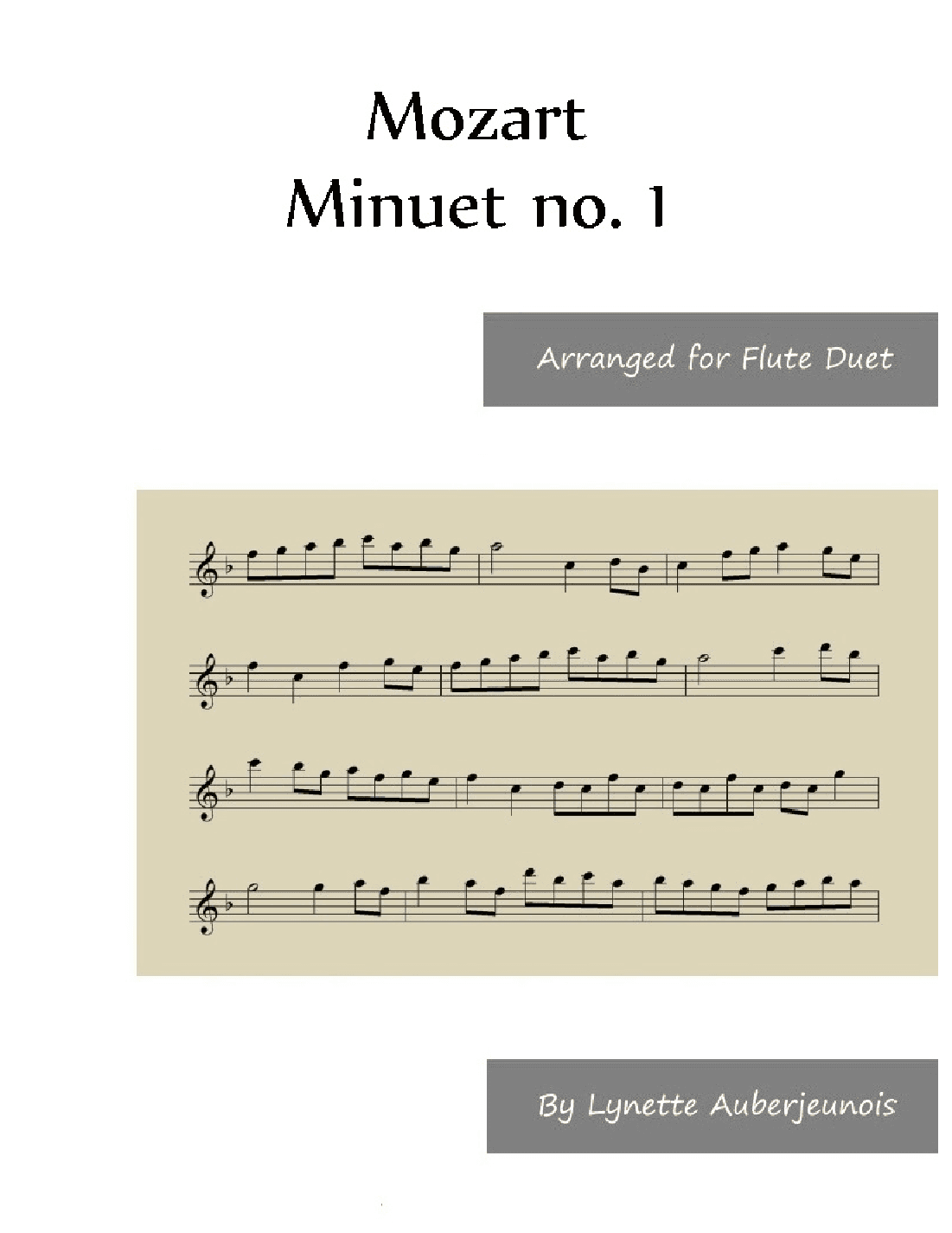 Minuet no. 1 - Flute Duet (arr. Lynette Auberjeunois)