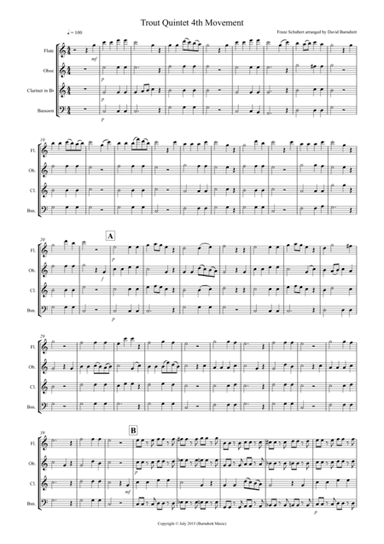The Trout (4th Movement) for Wind Quartet (arr. David Burndrett)