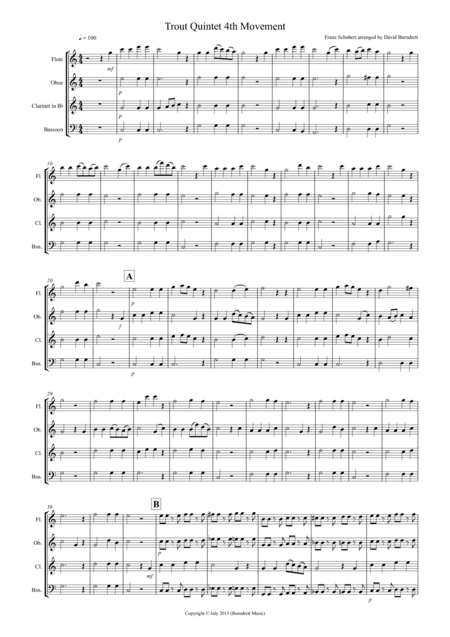 The Trout (4th Movement) for Wind Quartet (arr. David Burndrett)